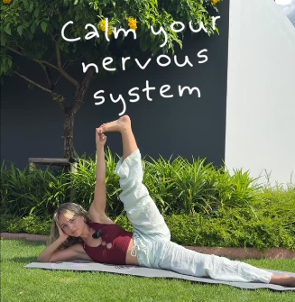 Charlotte practicing yoga